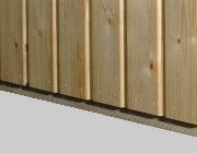 Lower part of Sauna Wall showing how Sauna Nails are used 2 per panel (at each batten) 